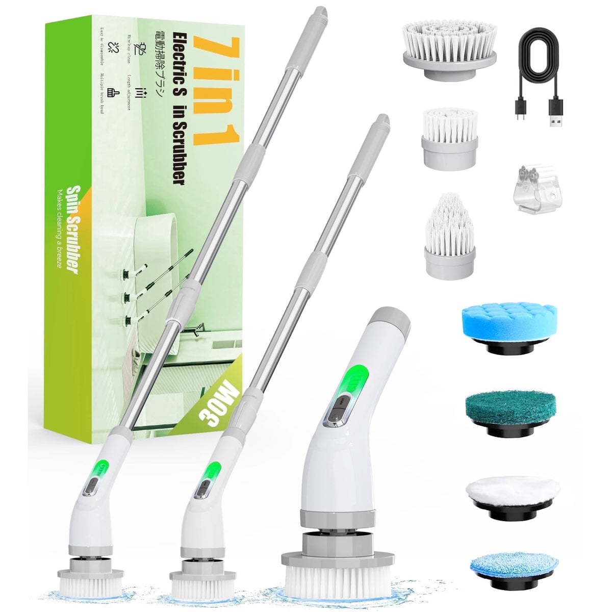 LOHEER Electric Spin Scrubber, Cordless Bathroom Scrubber Cleaning Brush for Floor, Bathtub, Kitchen