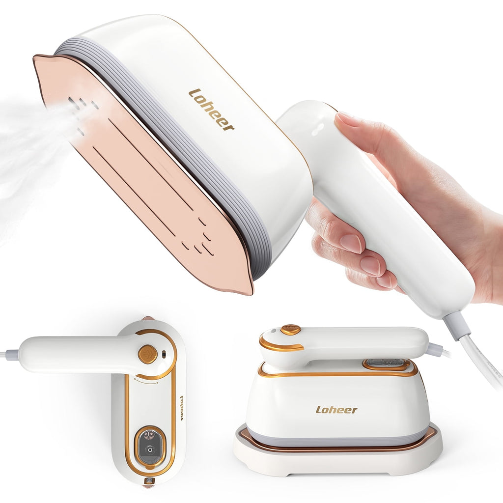 LOHEER Travel Steamer for Clothes, 1300W Portable Steam Iron, 15s Fast Heat-up, Clothes Steamer