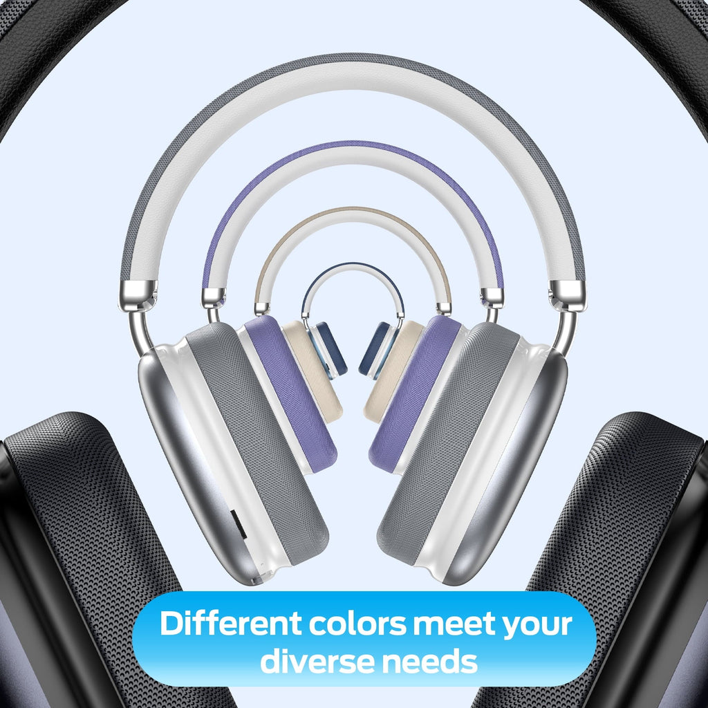 Bluetooth Headphones Over Ear, 65Hrs Playtime Wireless Headphones,Bass Boosted by 90%,Lightweight Headset with Deep Bass, Clear Call with 4 Noise Cancelling Mics,Low Latency for Travel Work Cellphone
